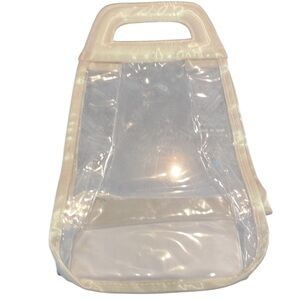 Mary Kay cosmetic tote bag make up product clear vinyl plastic handle 10 x 6.25”